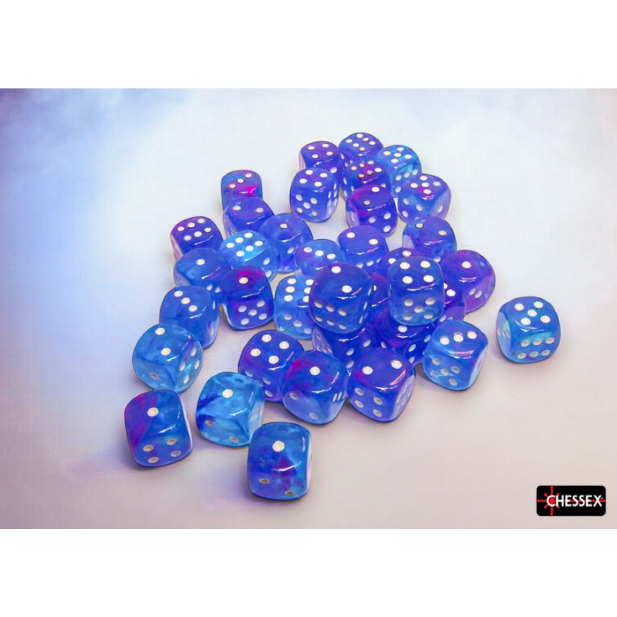 CHX 27967 Nebula Aura/white Luminary 12mm d6 Dice Block (36 dice)