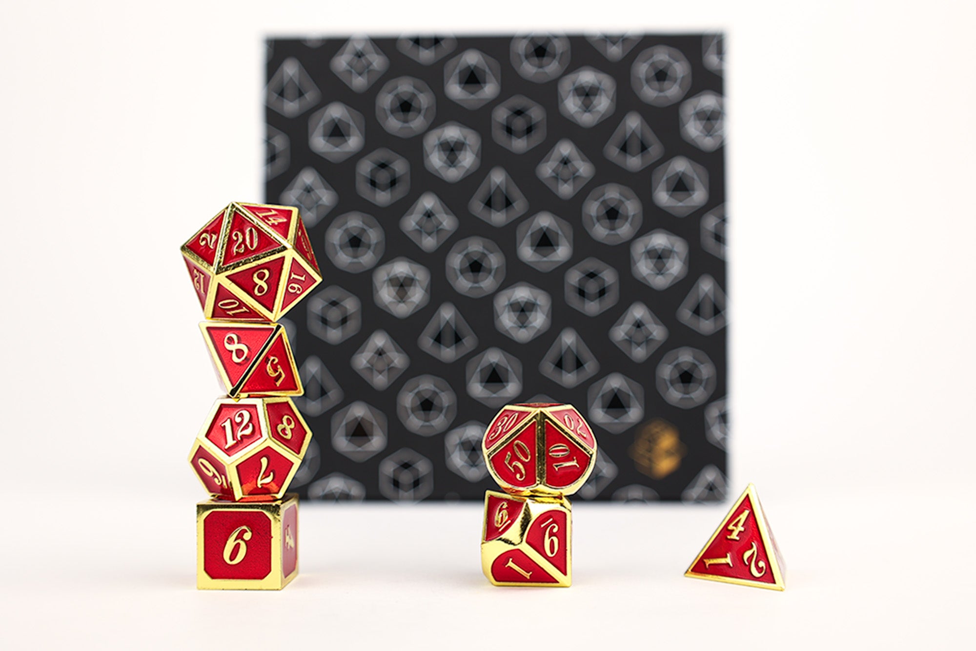 LPG Dice RPG Set Serif Red/Gold