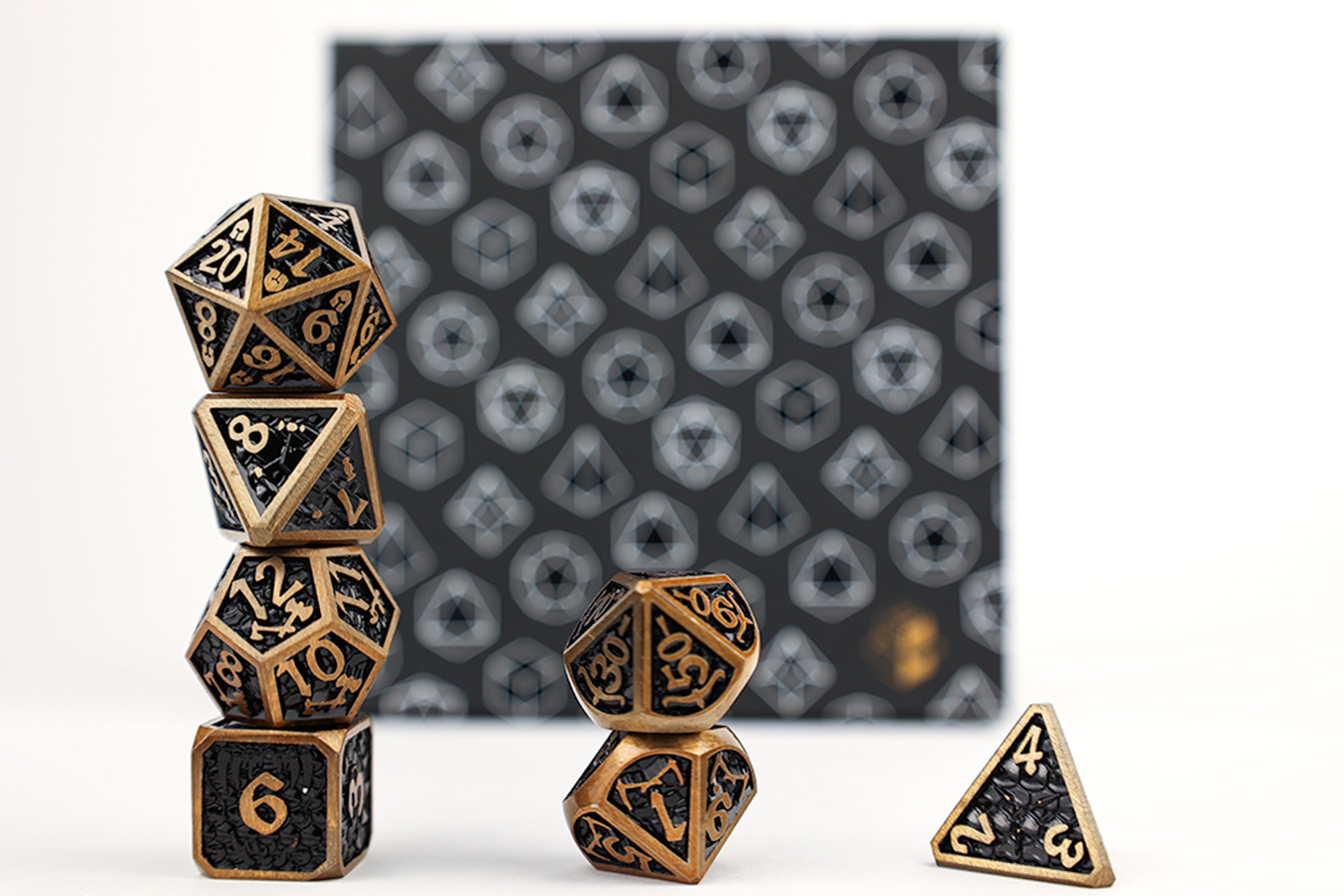 LPG Dice RPG Set Draco Dark Black/Gold