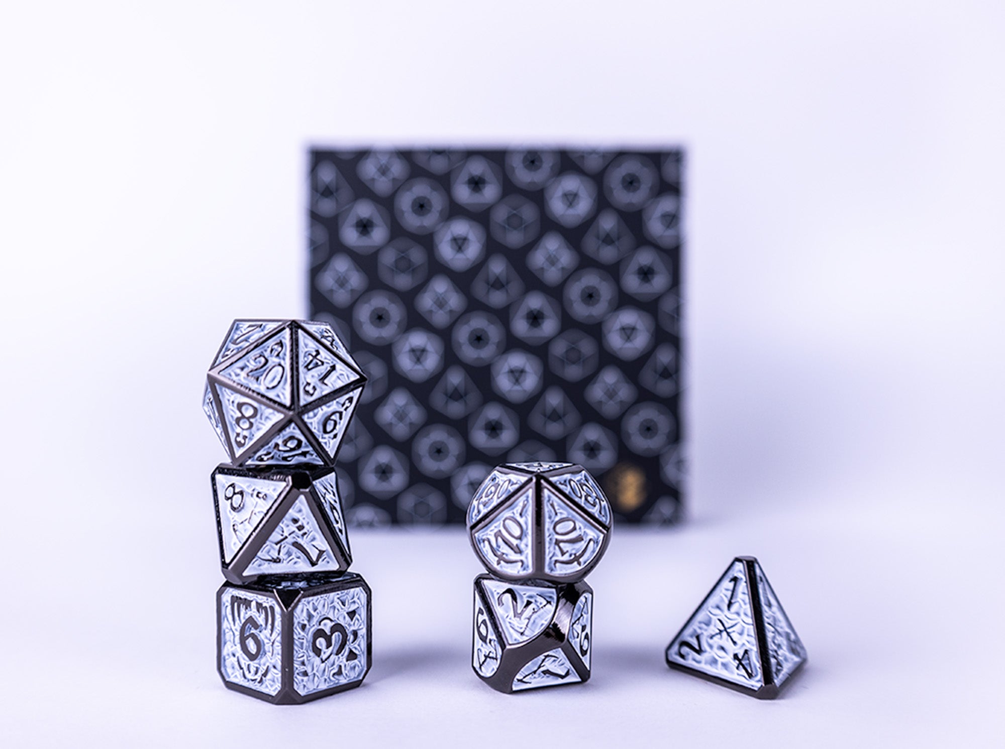 LPG Dice RPG Set Draco Dark Light Blue/Silver