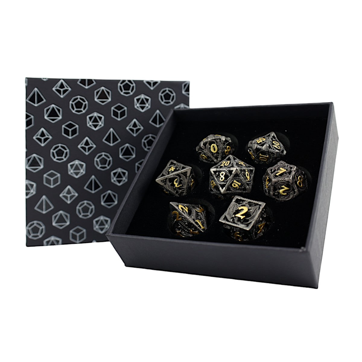 LPG Dice RPG Set Hollow Dragon - Black and Gold