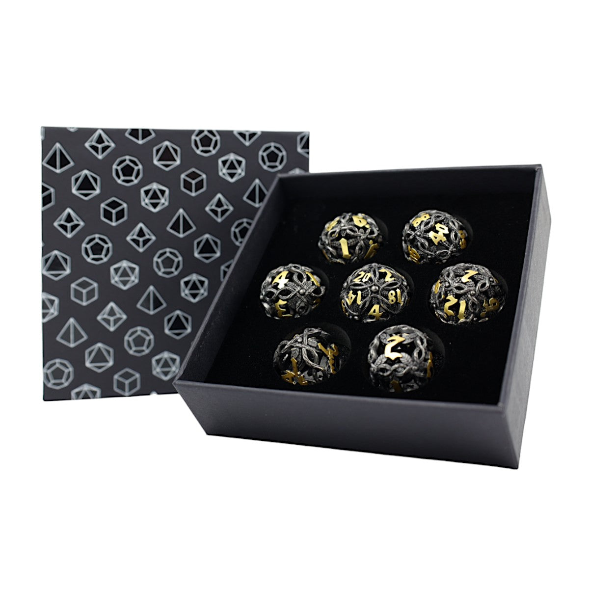 LPG Dice RPG Set Hollow Vines - Black and Gold