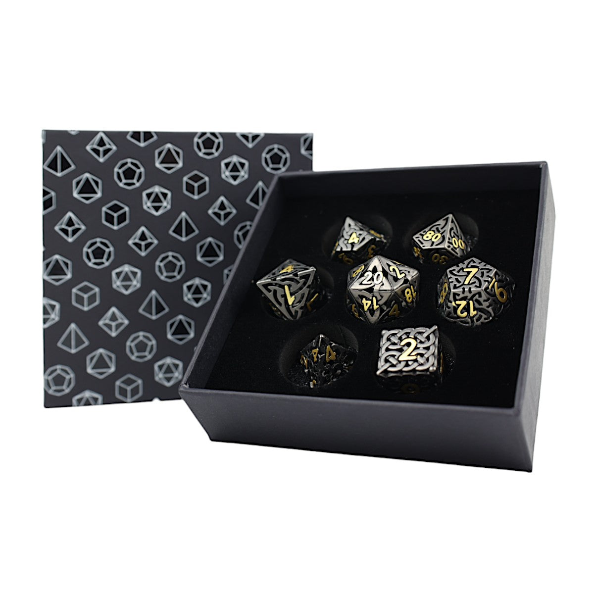 LPG Dice RPG Set Hollow Celtic - Black and Gold