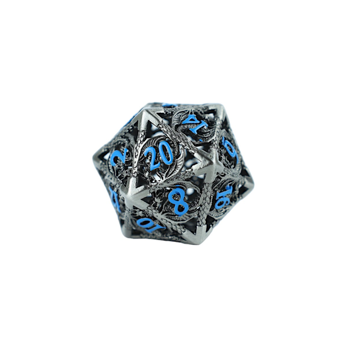 LPG Dice RPG Set Hollow Dragon - Stainless and Blue