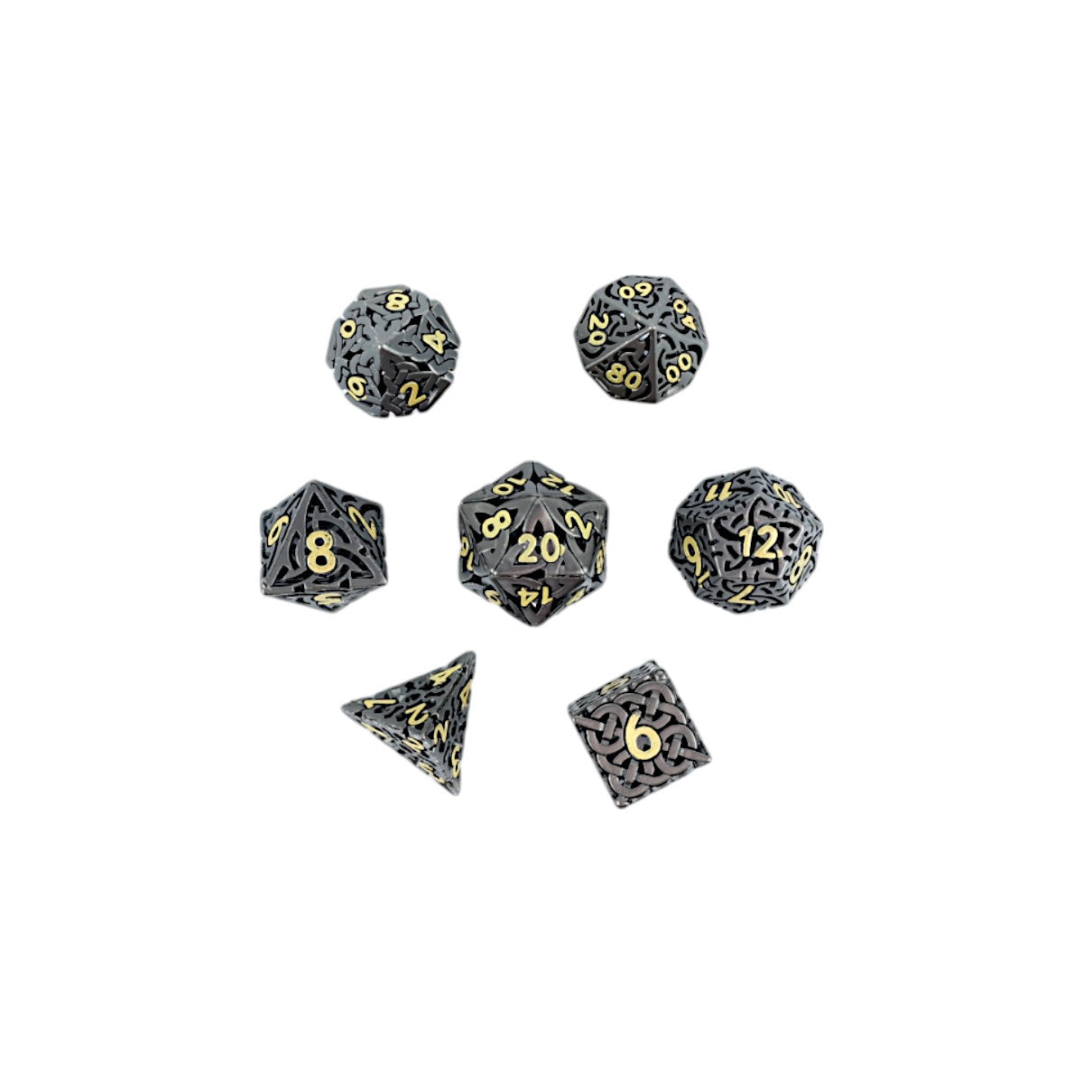 LPG Dice RPG Set Hollow Celtic - Black and Gold