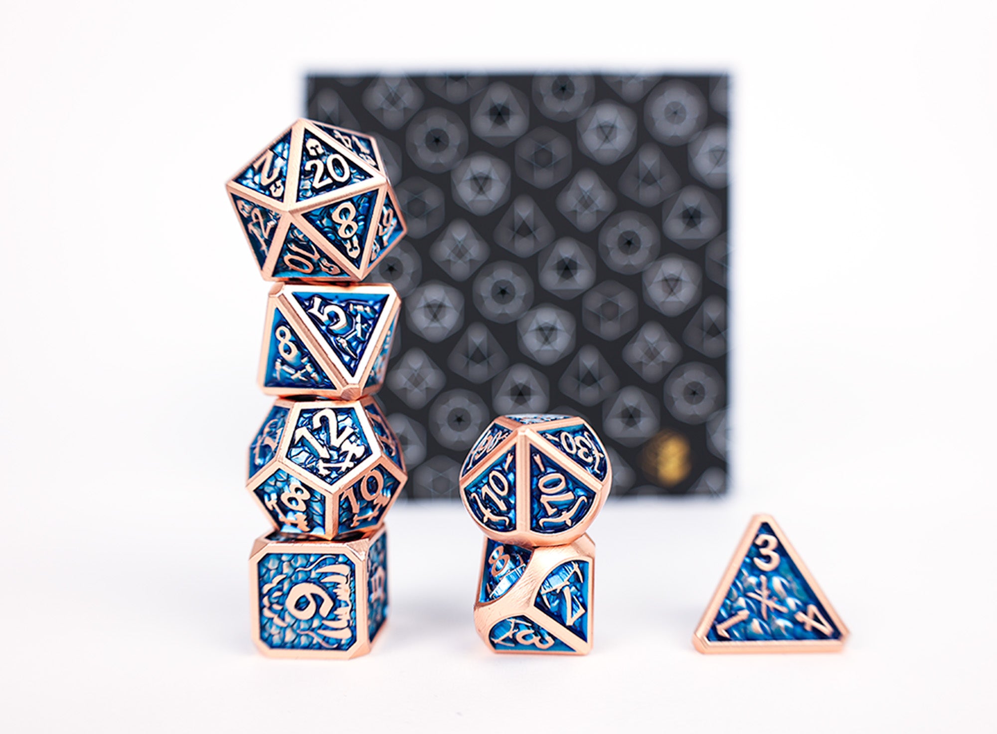 LPG Dice RPG Set Draco Dark Blue/Brass
