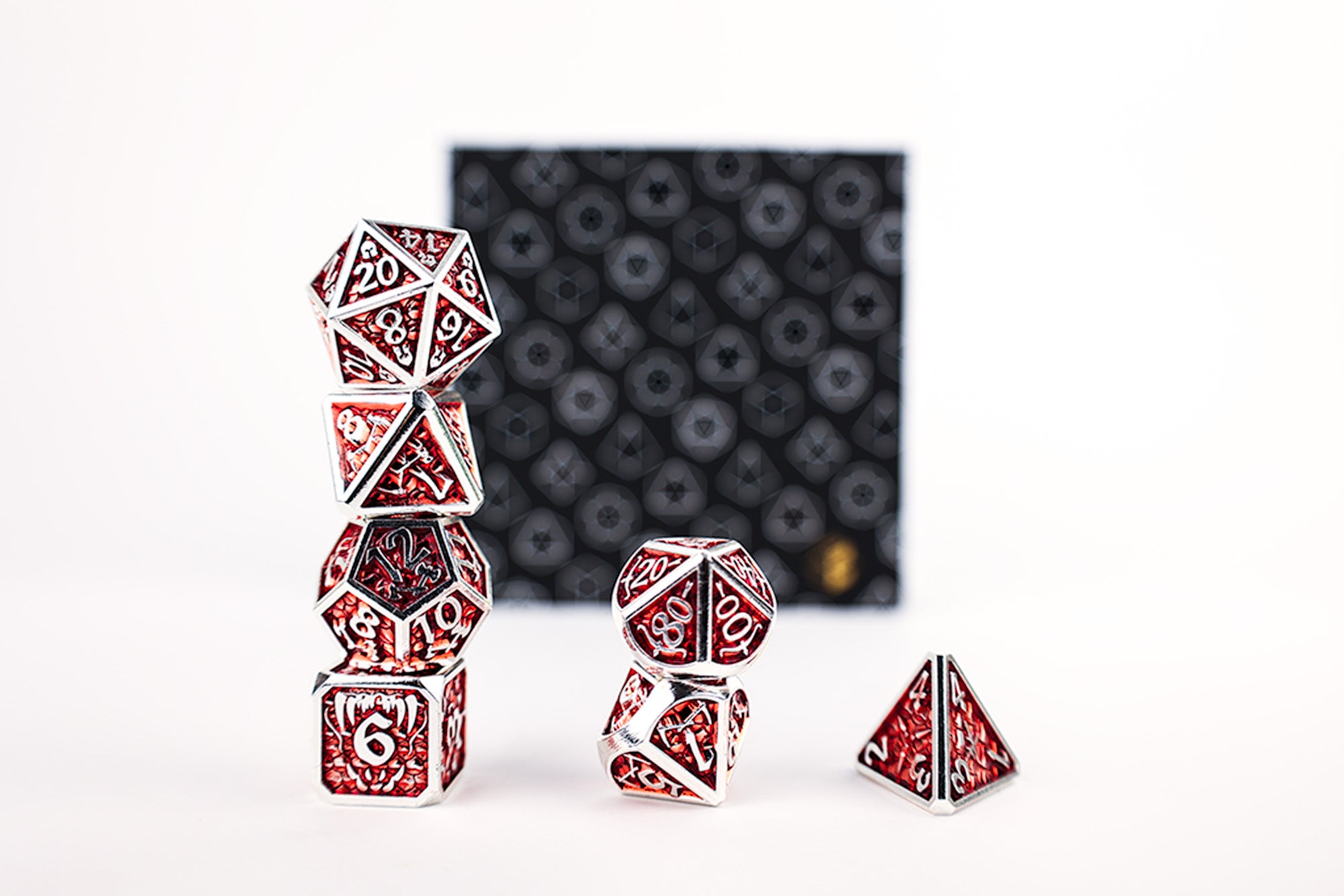 LPG Dice RPG Set Draco Dark Red/Silver