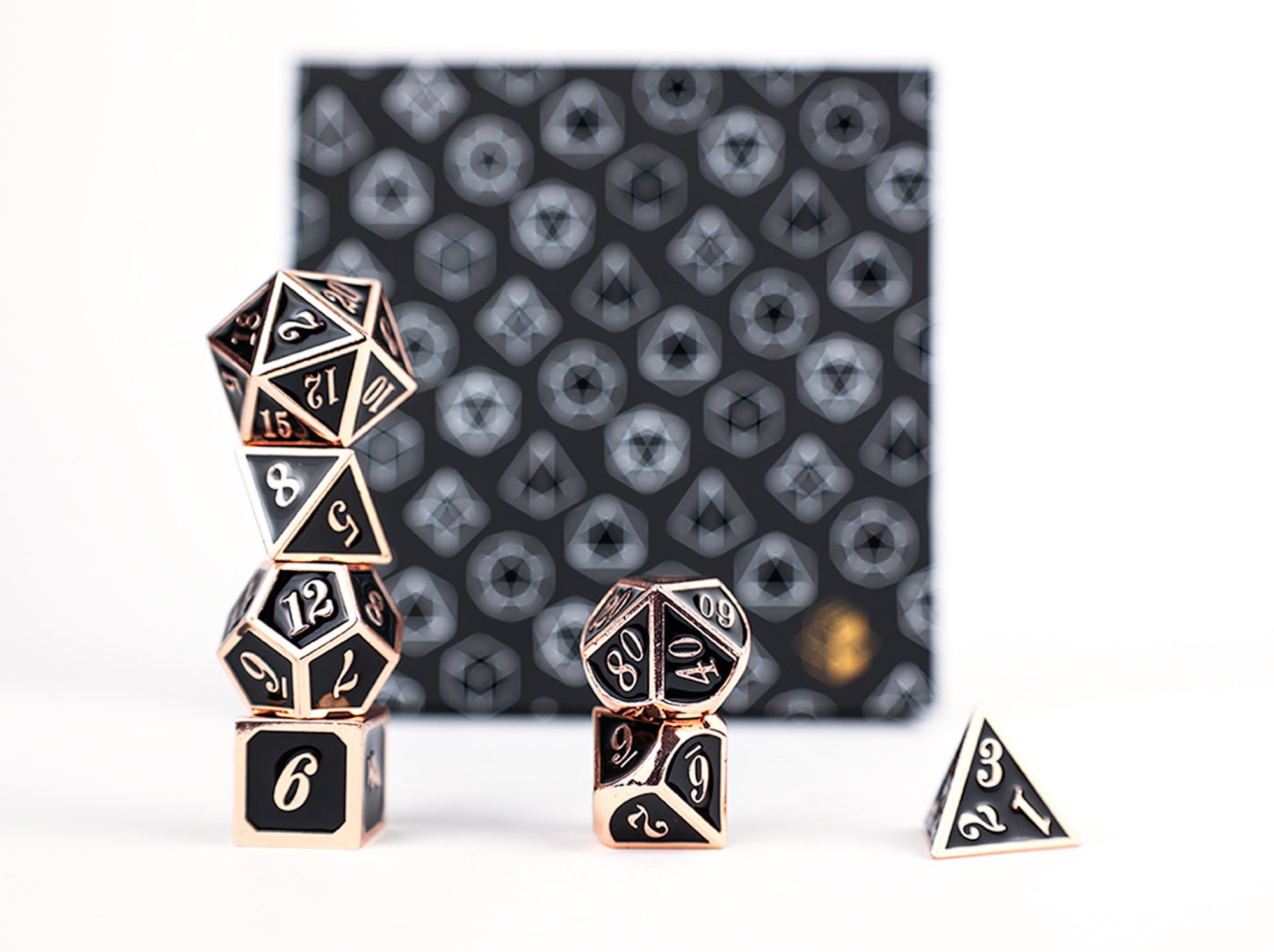 LPG Dice RPG Set Serif Black/Brass