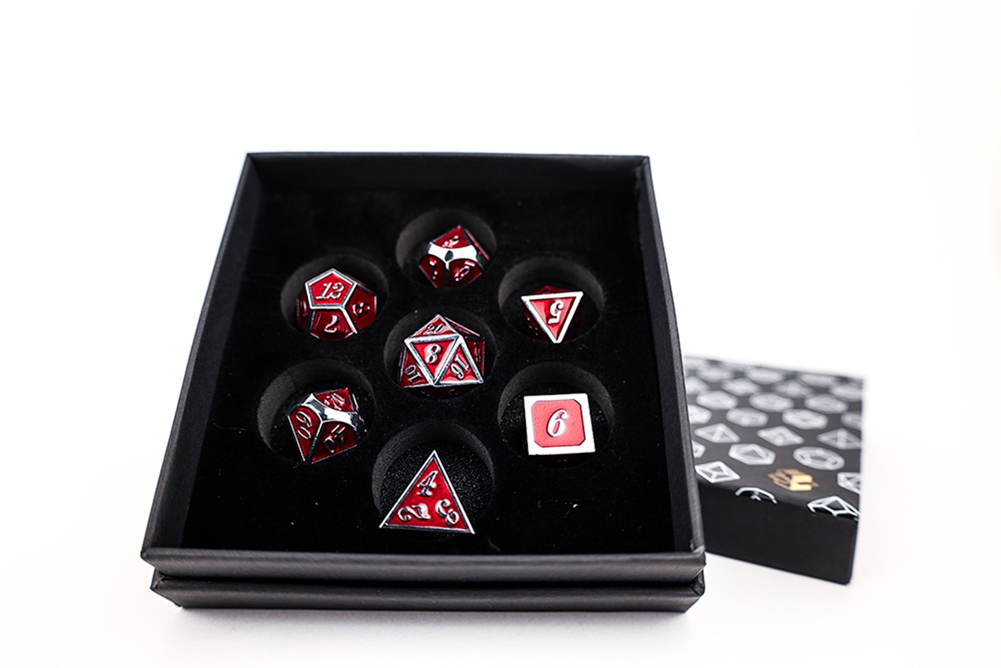 LPG Dice RPG Set Serif Red/Silver