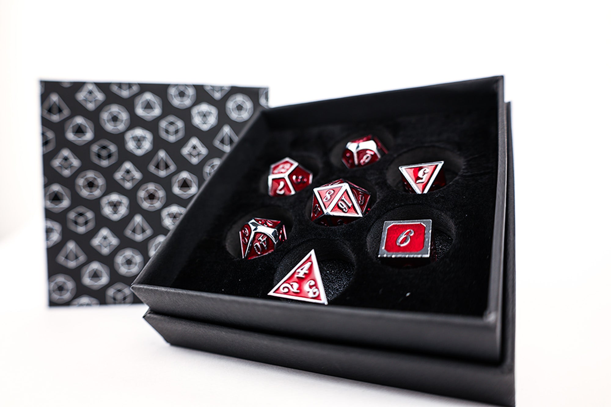 LPG Dice RPG Set Serif Red/Silver