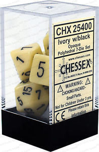 Chessex D7-Die Set  Opaque Polyhedral Ivory/black 7-Die Set