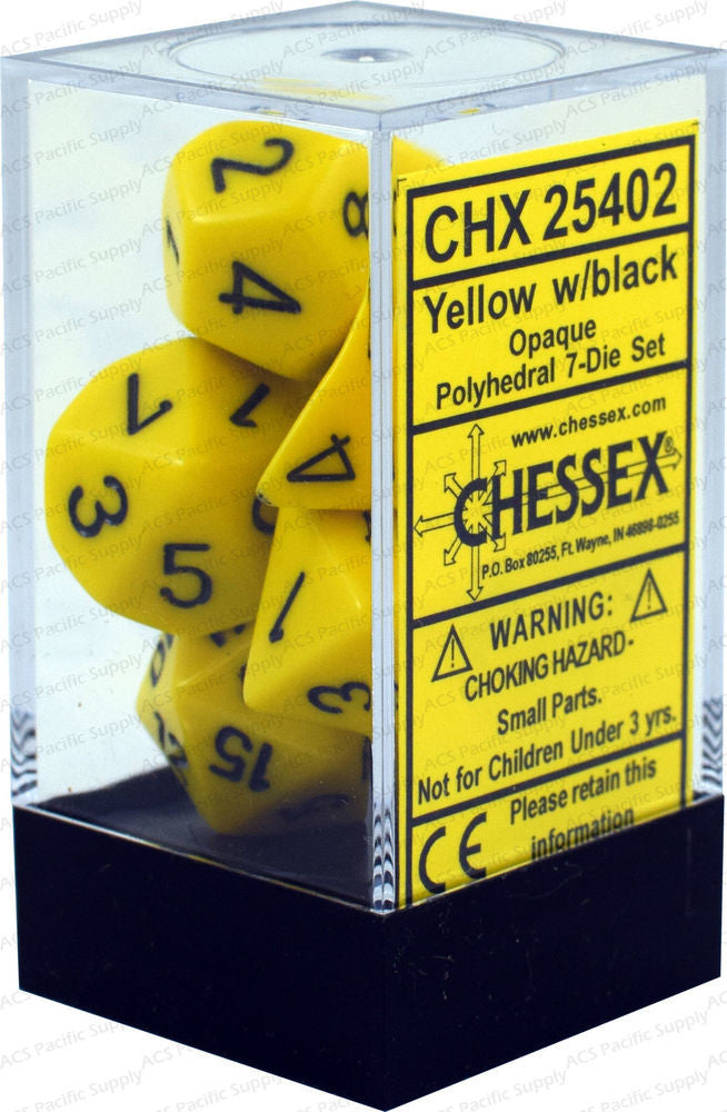 Chessex D7-Die Set  Opaque Polyhedral Yellow/black 7-Die Set