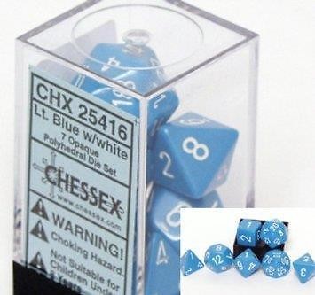 Chessex D7-Die Set  Opaque Polyhedral Light Blue/white 7-Die Set