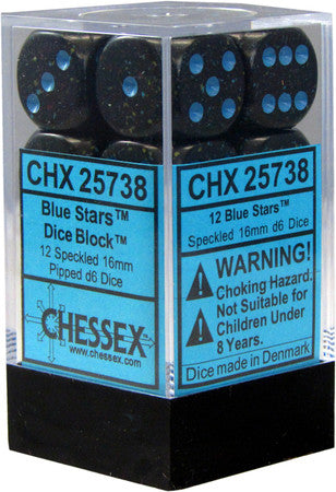 Chessex D6 Speckled 16mm d6 Blue Stars Dice Block (12 dice)