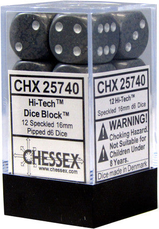 Chessex D6 Speckled 16mm d6 Hi-Tech Dice Block (12 dice)