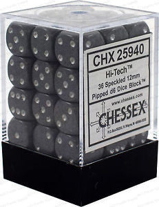 D6 Dice Speckled 12mm Hi-Tech (36 Dice in Display)