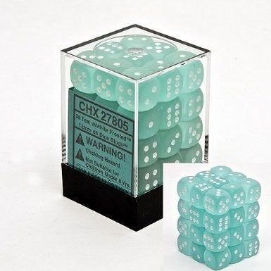 Chessex D6 Frosted 12mm d6 Teal/white Dice Block (36 dice)