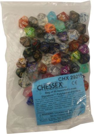 BULK D10 Dice Assorted Loose Signature Polyhedral (50 Dice in Bag)