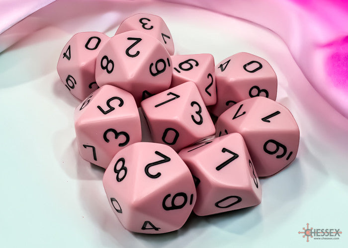 D10 Tens Set Opaque Pastel Pink/black