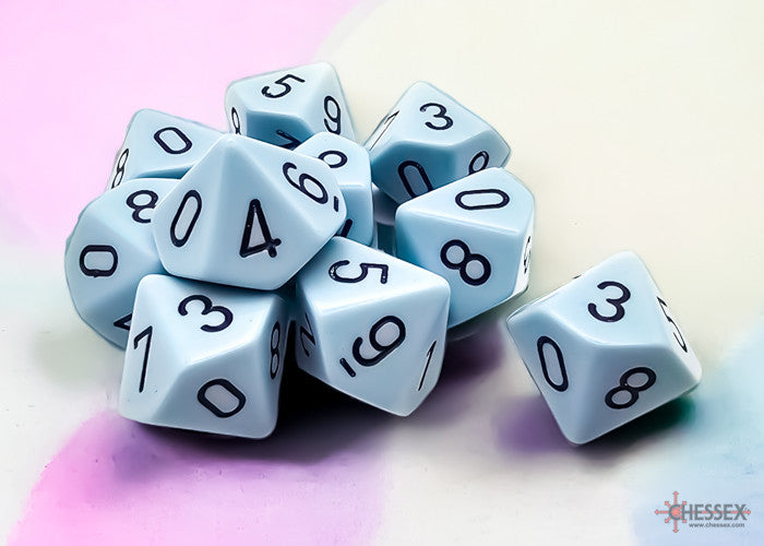 D10 Tens Set Opaque Pastel Blue/black