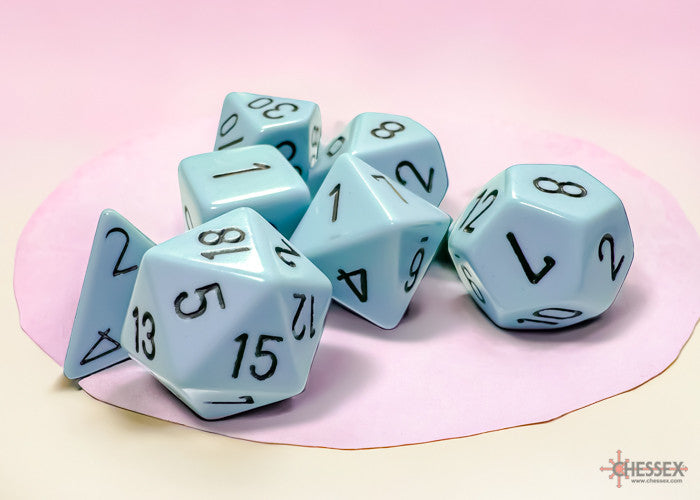 D7-Die Set Opaque Polyhedral Pastel Blue/black