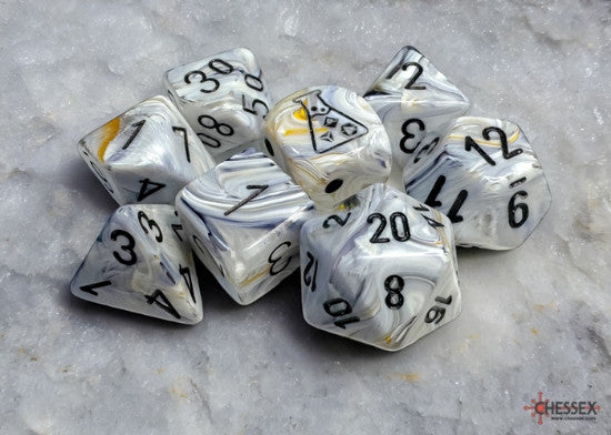 Chessex D7-Die Set Marble Polyhedral Calcite/black 7-Die Set (with bonus die)