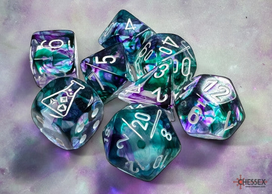 Chessex D7-Die Set Nebula Polyhedral Fluorite/white 7-Die Set (with bonus die)