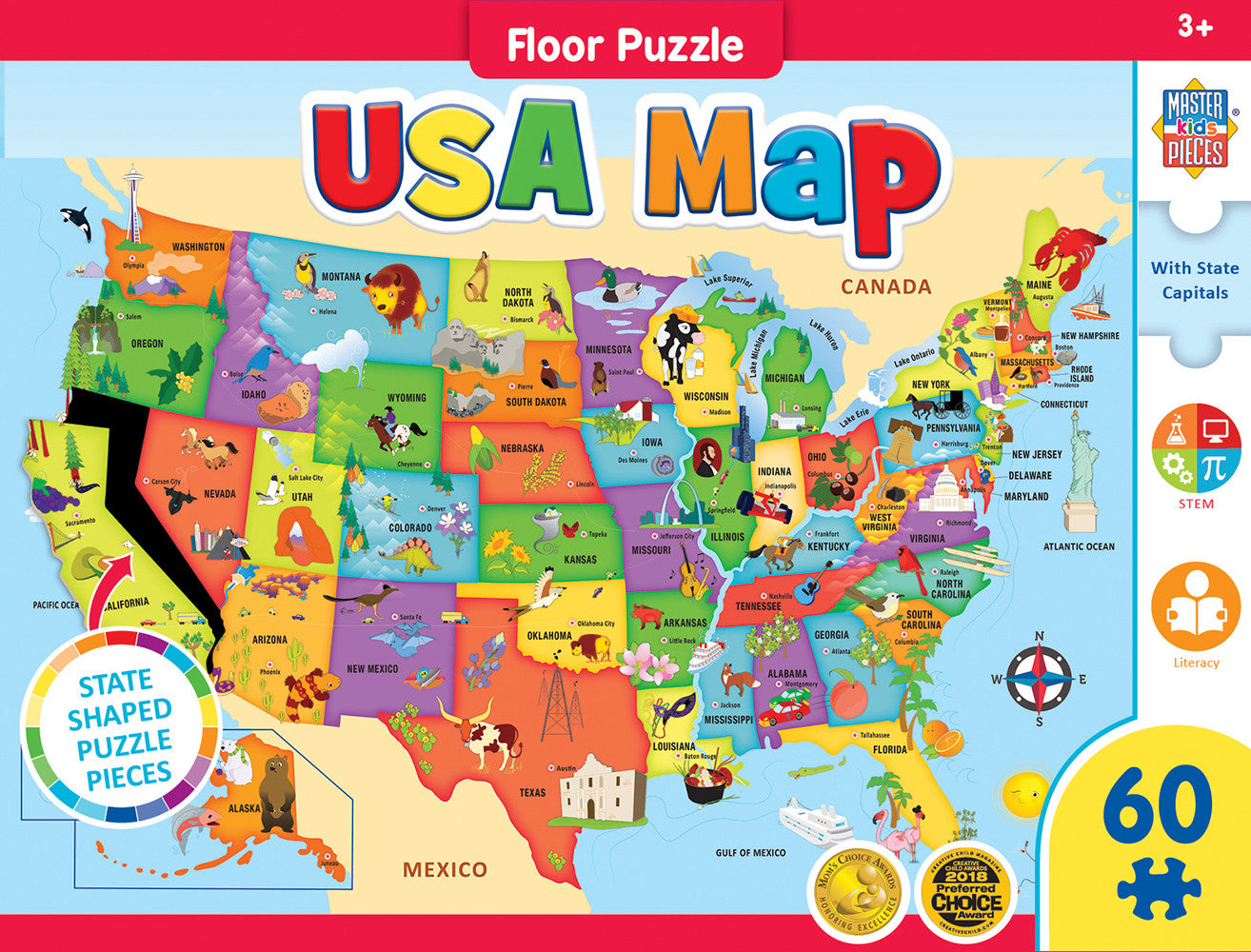 Masterpieces Puzzle Floor USA Map Puzzle 36 pieces – Little Plastic Fellas