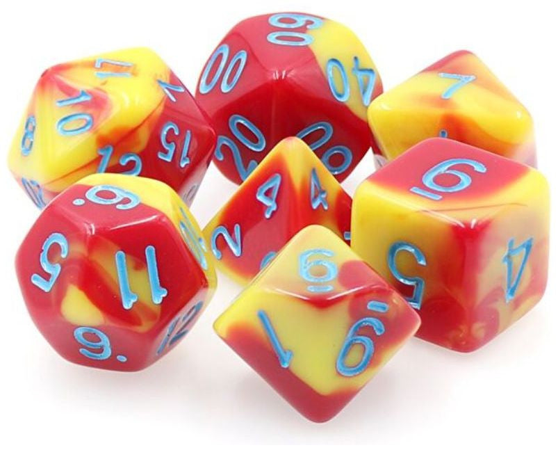 TMG RPG Dice - Honor Guard Red/Yellow Fusion 16mm (set of 7)