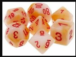 TMG Dice Scarabs Blood - White Jade Opaque (Set of 7)