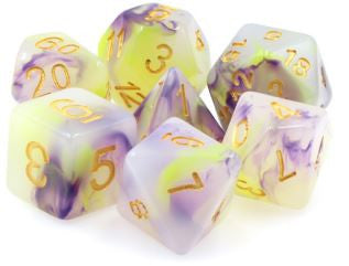 TMG Dice Lurking Violets - Purple/White Jade Opaque (Set of 7)