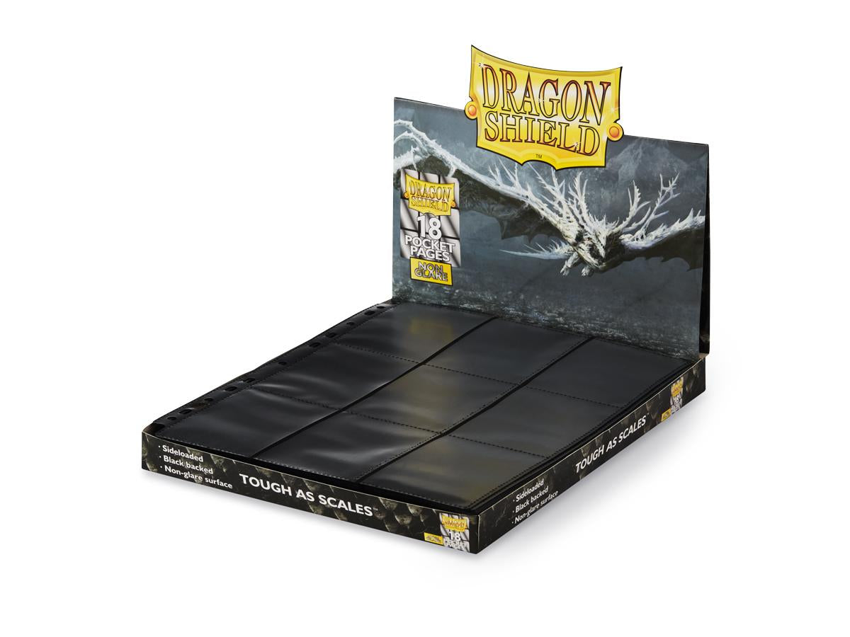 Dragon Shield: Non-Glare Binder Pages – 18-Pocket Display – Black
