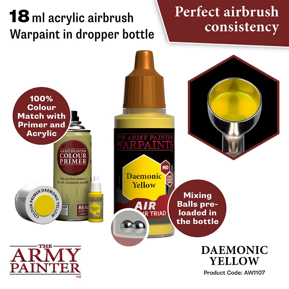 Army Painter - Warpaints Air - Daemonic Yellow Acrylic Paint 18ml