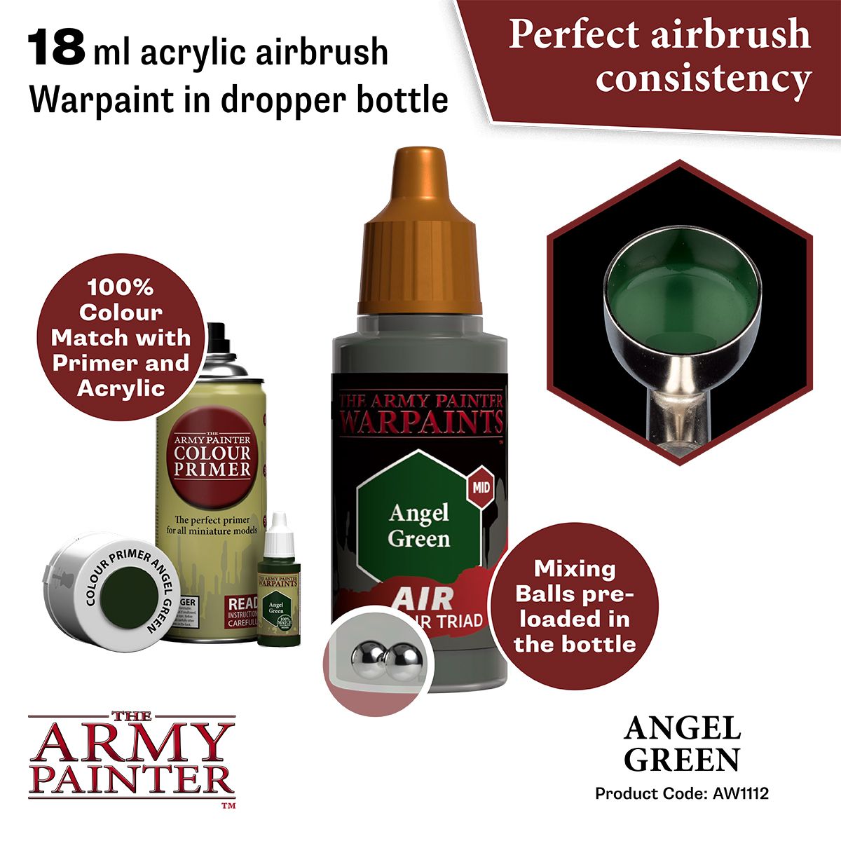 Army Painter - Warpaints Air - Angel Green Acrylic Paint 18ml