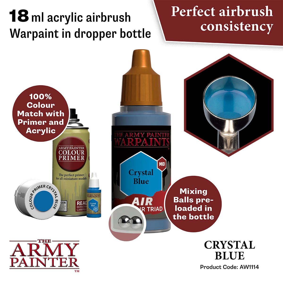 Army Painter - Warpaints Air - Crystal Blue Acrylic Paint 18ml