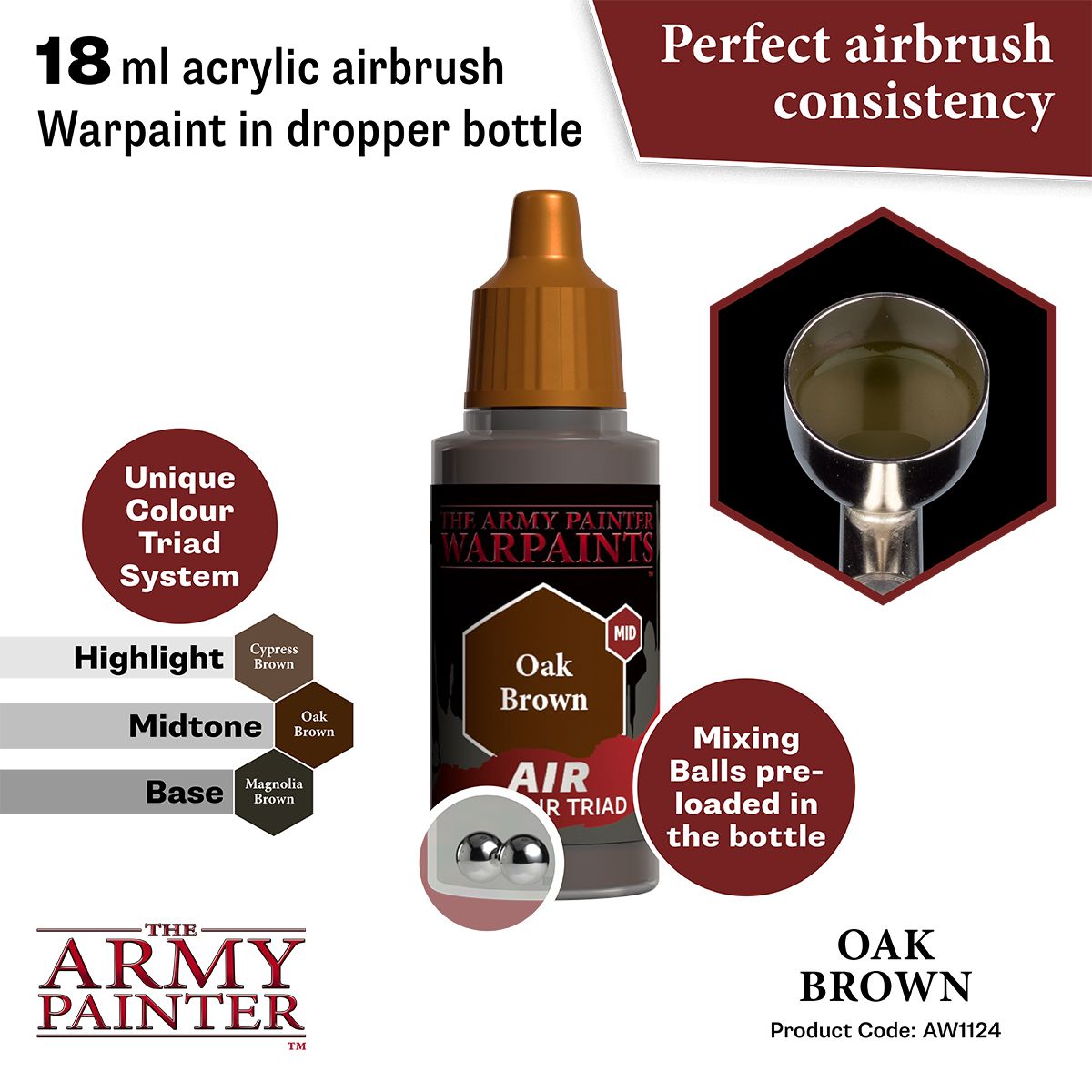 Army Painter - Warpaints Air - Oak Brown Acrylic Paint 18ml