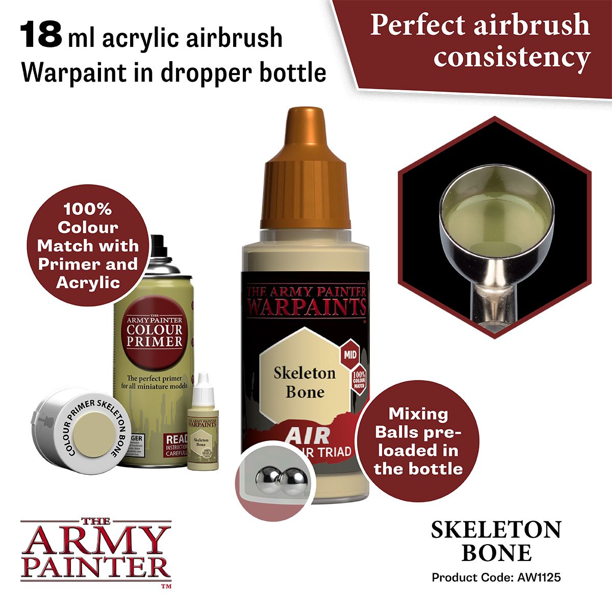 Army Painter - Warpaints Air - Skeleton Bone Acrylic Paint 18ml