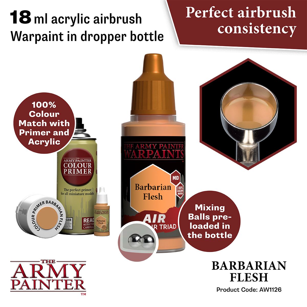 Army Painter - Warpaints Air - Barbarian Flesh Acrylic Paint 18ml