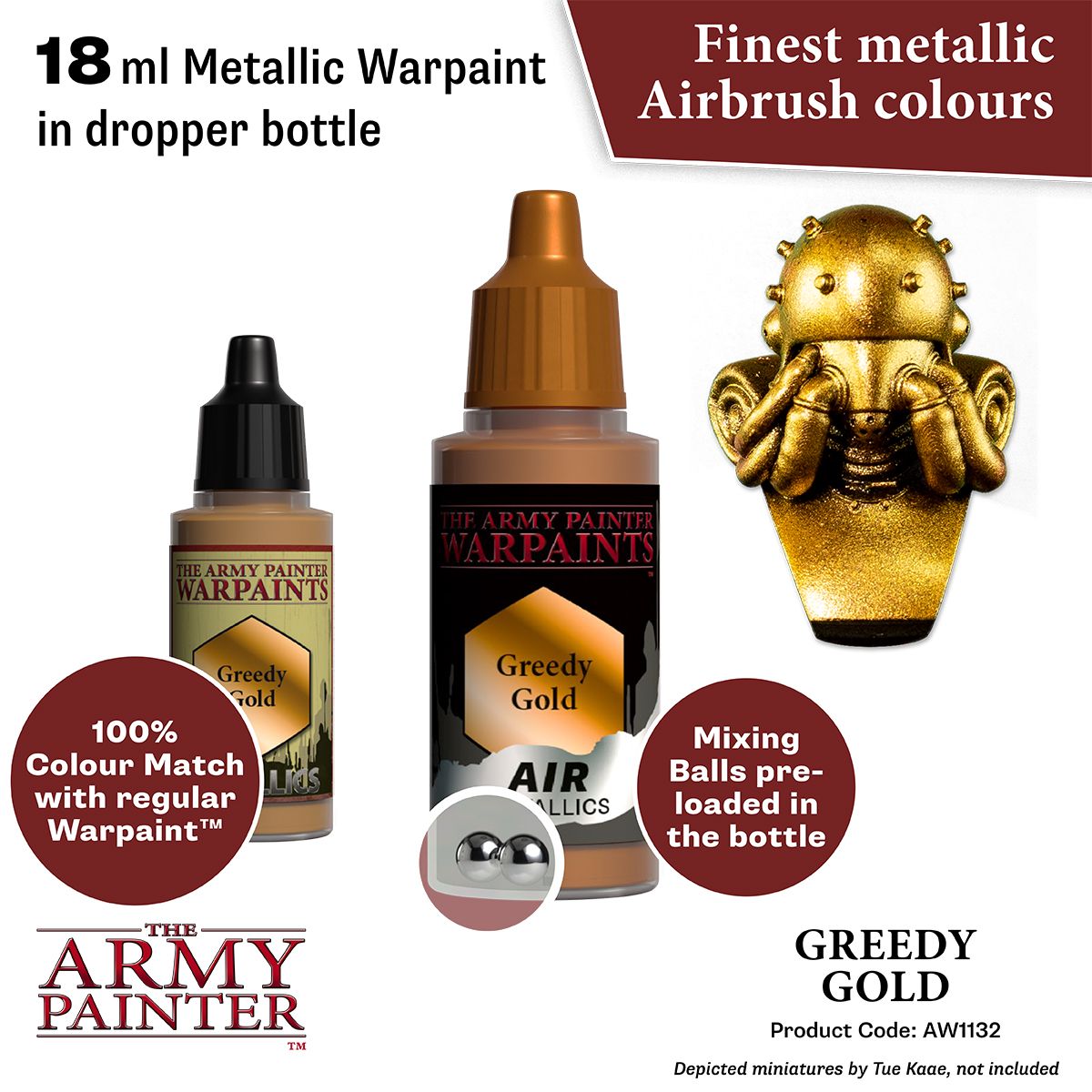 Army Painter - Metallics - Air Greedy Gold Acrylic Paint 18ml