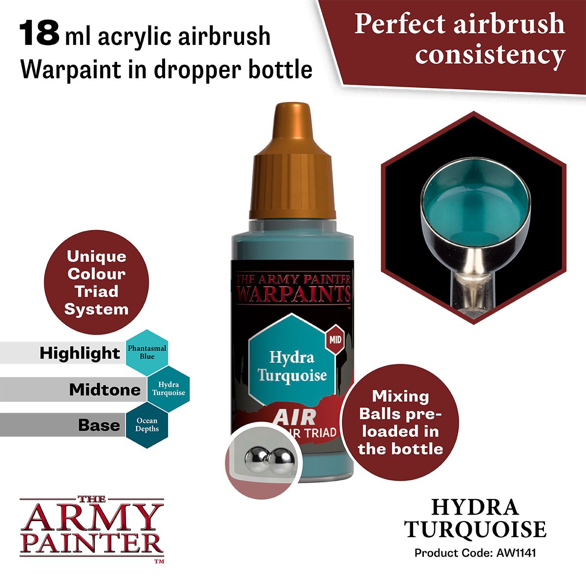 Army Painter - Warpaints Air - Hydra Turquoise Acrylic Paint 18ml