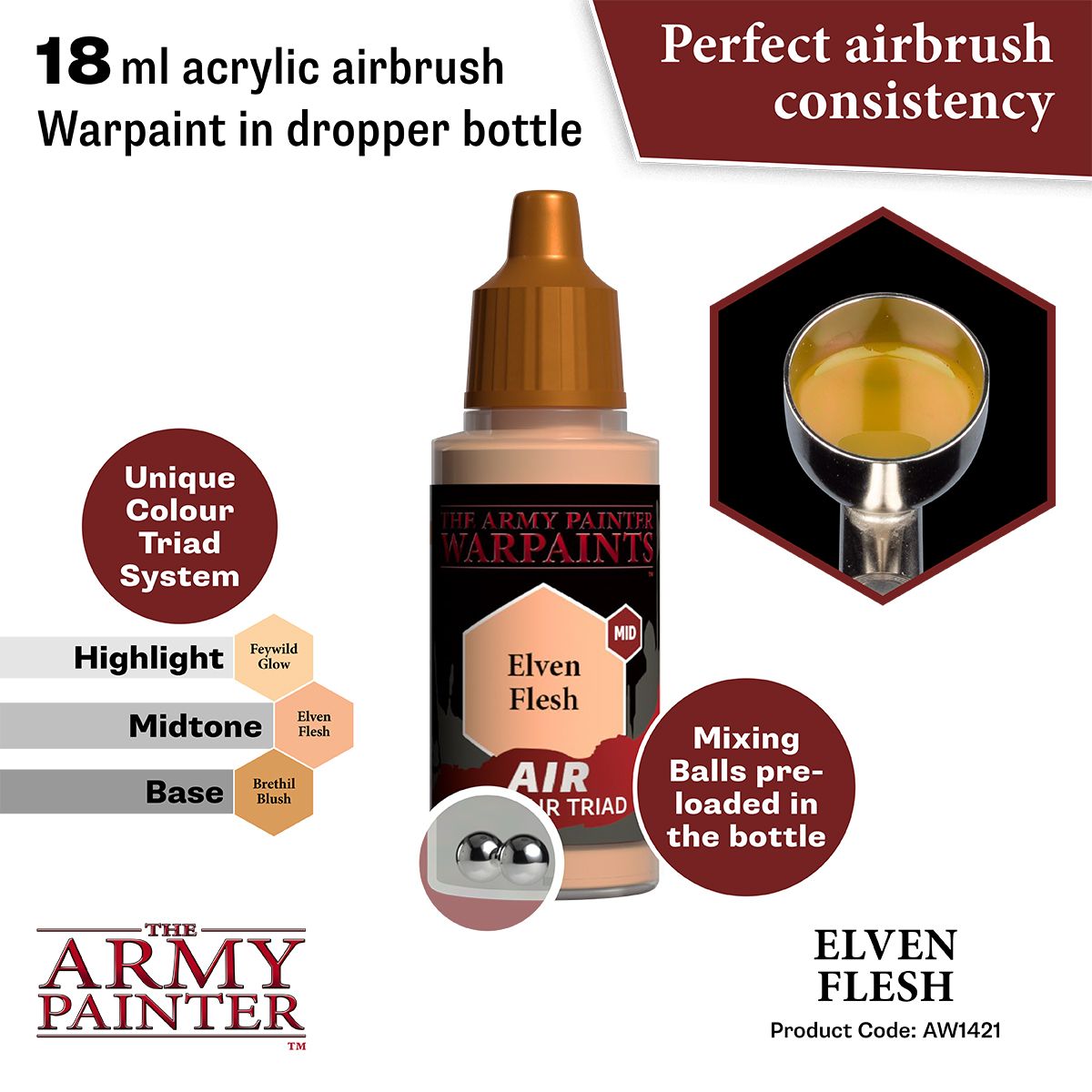 Army Painter - Warpaints Air - Elven Flesh Acrylic Paint 18ml