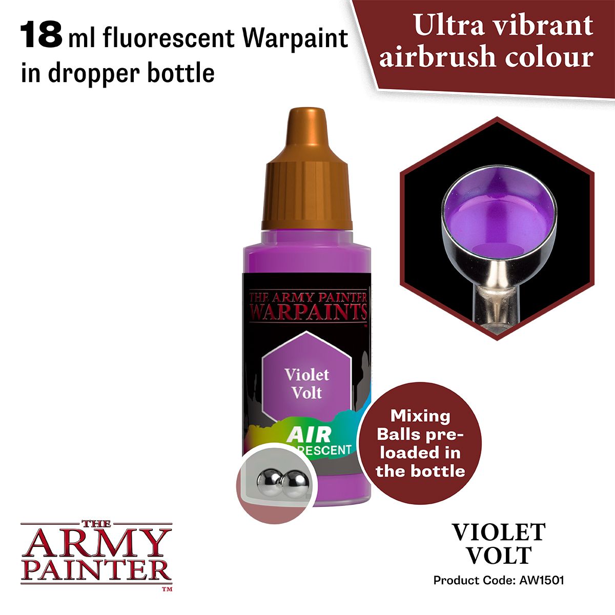 Army Painter - Metallics - Air Violet Volt Fluo Acrylic Paint 18ml
