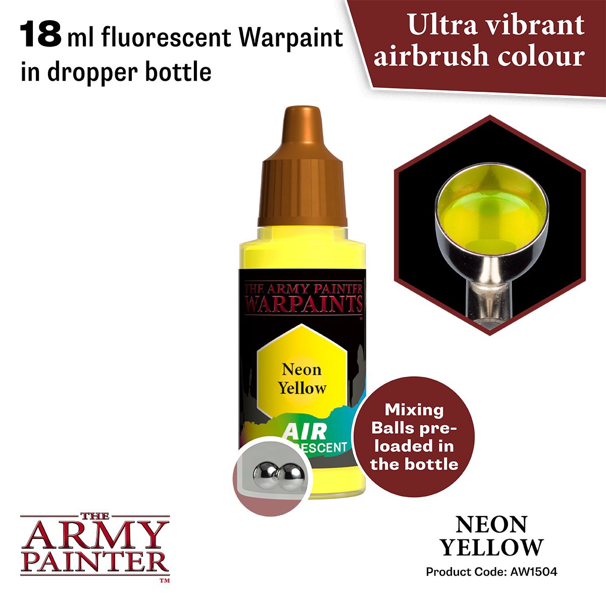 Army Painter - Metallics - Air Neon Yellow Fluo Acrylic Paint 18ml