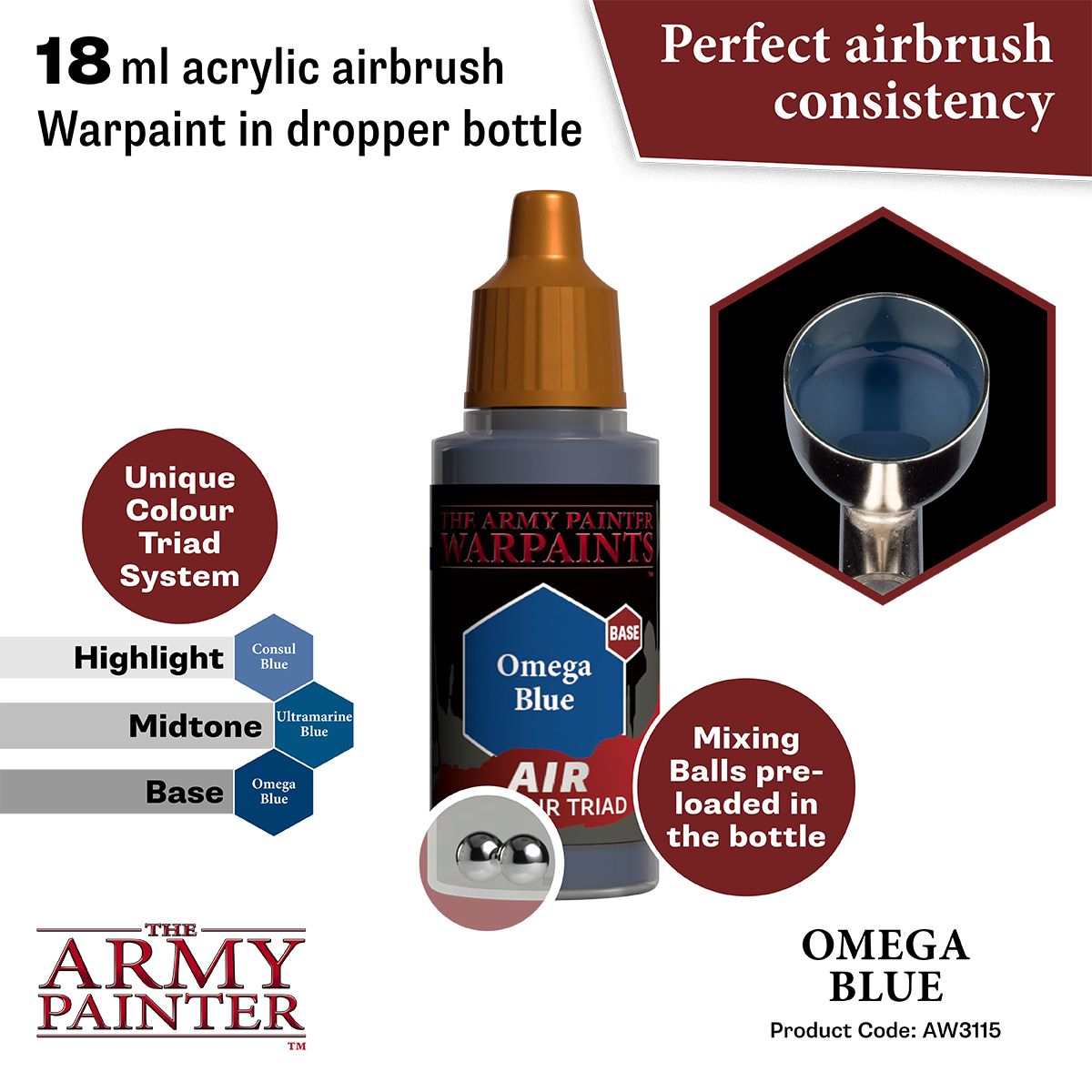 Army Painter - Warpaints Air - Omega Blue Acrylic Paint 18ml