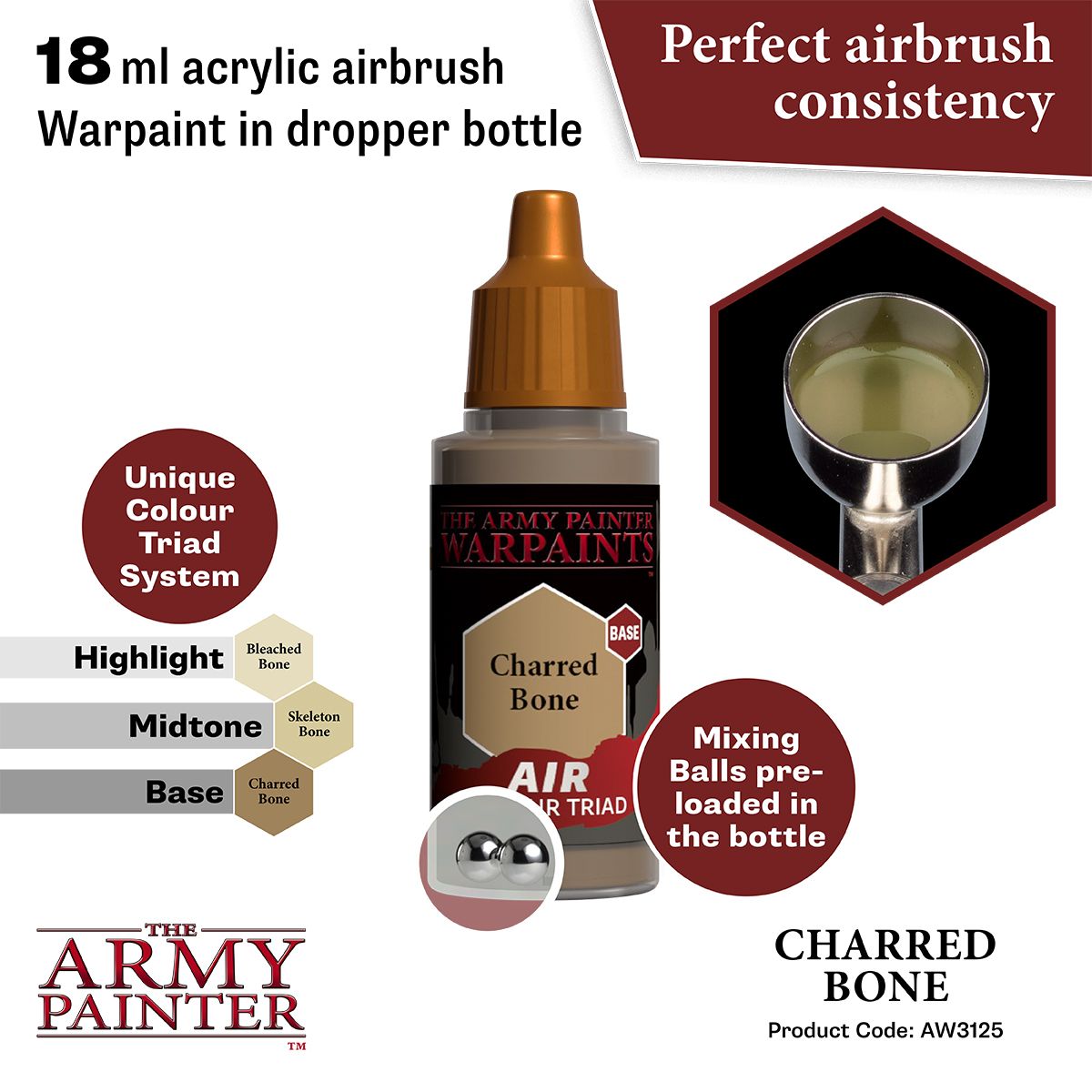 Army Painter - Warpaints Air - Charred Bone Acrylic Paint 18ml