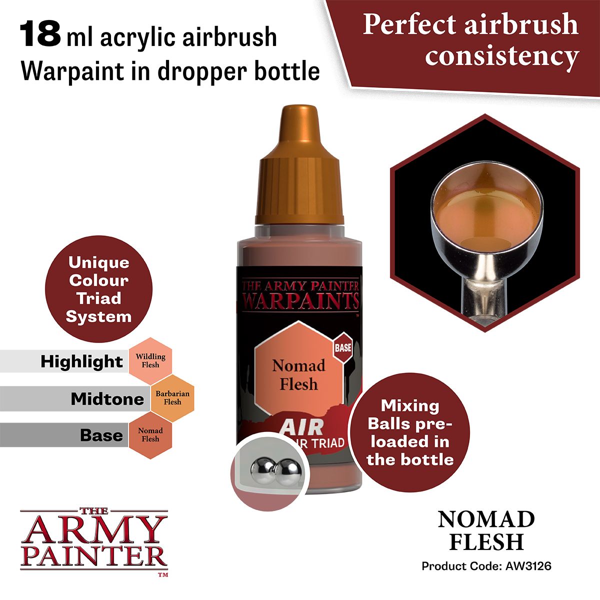 Army Painter - Warpaints Air - Nomad Flesh Acrylic Paint 18ml