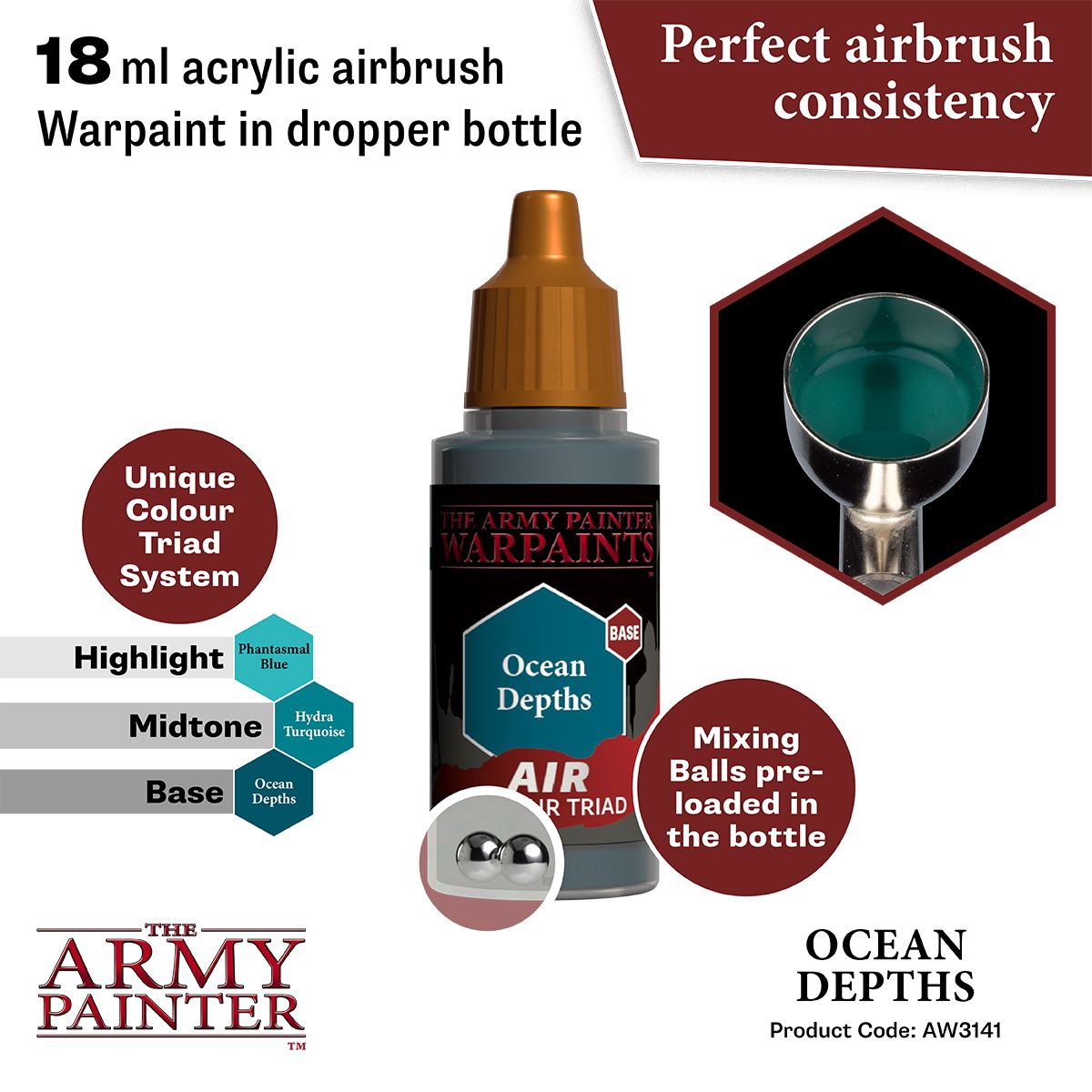 Army Painter - Warpaints Air - Ocean Depths Acrylic Paint 18ml