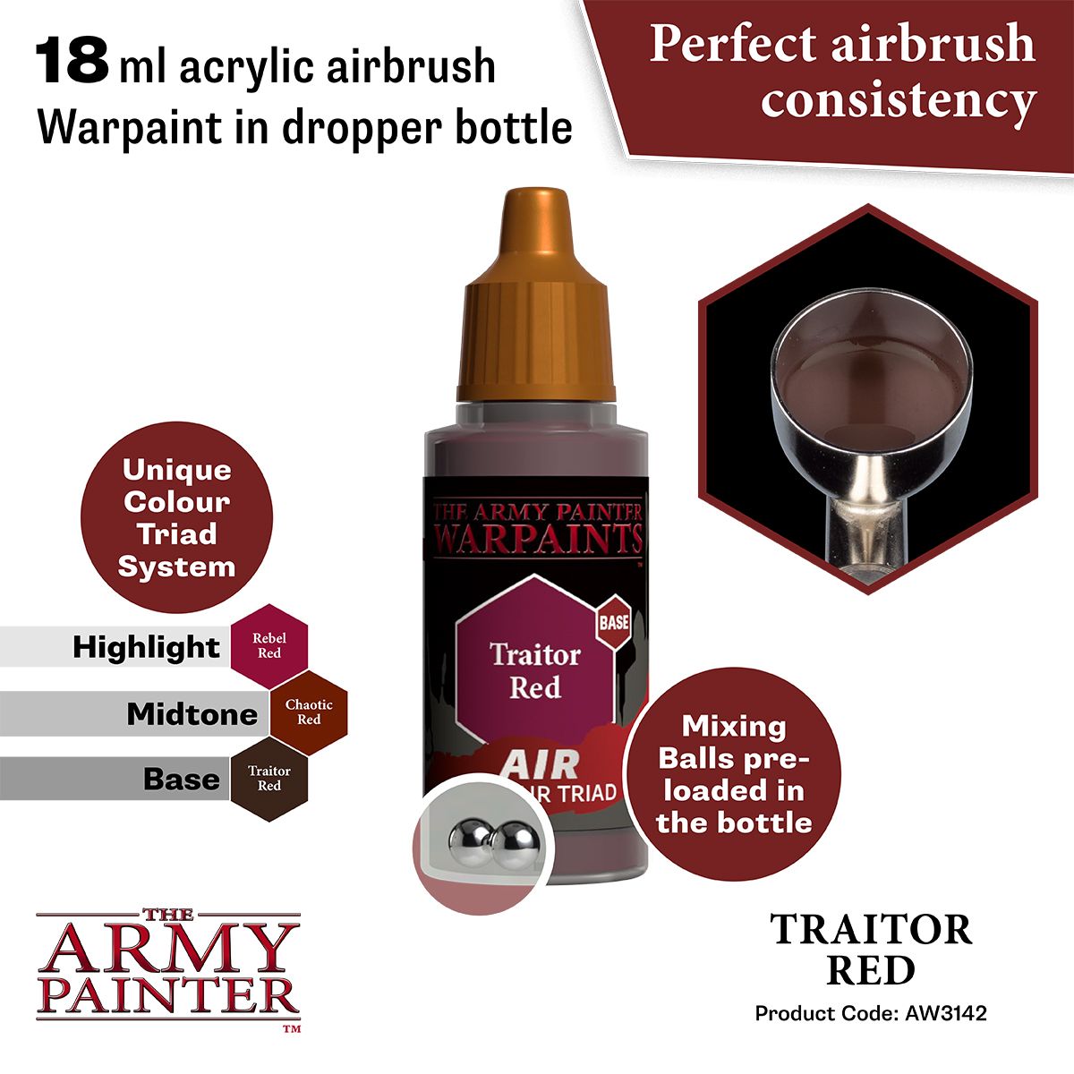 Army Painter - Warpaints Air - Traitor Red Acrylic Paint 18ml