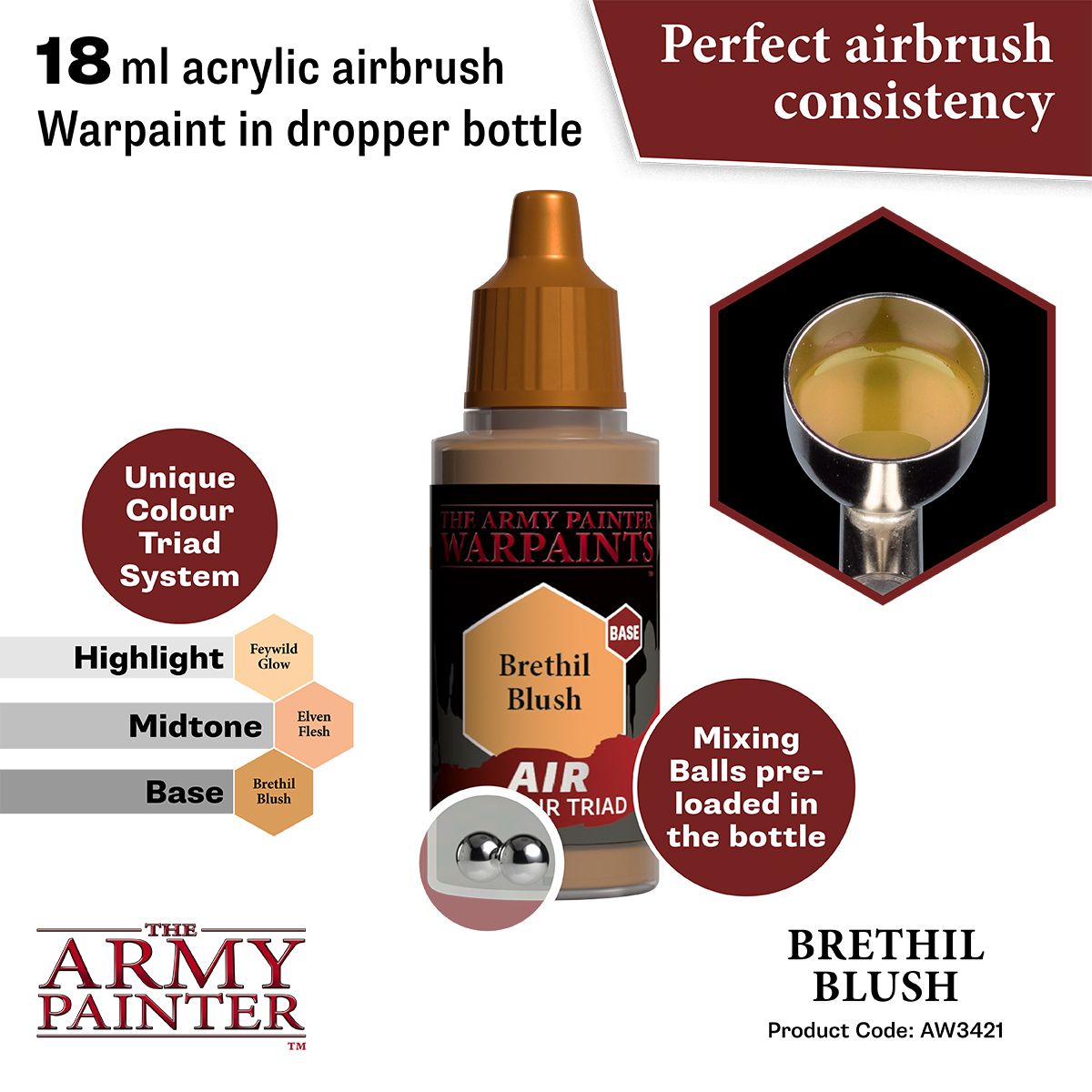 Army Painter - Warpaints Air - Brethil Blush Acrylic Paint 18ml