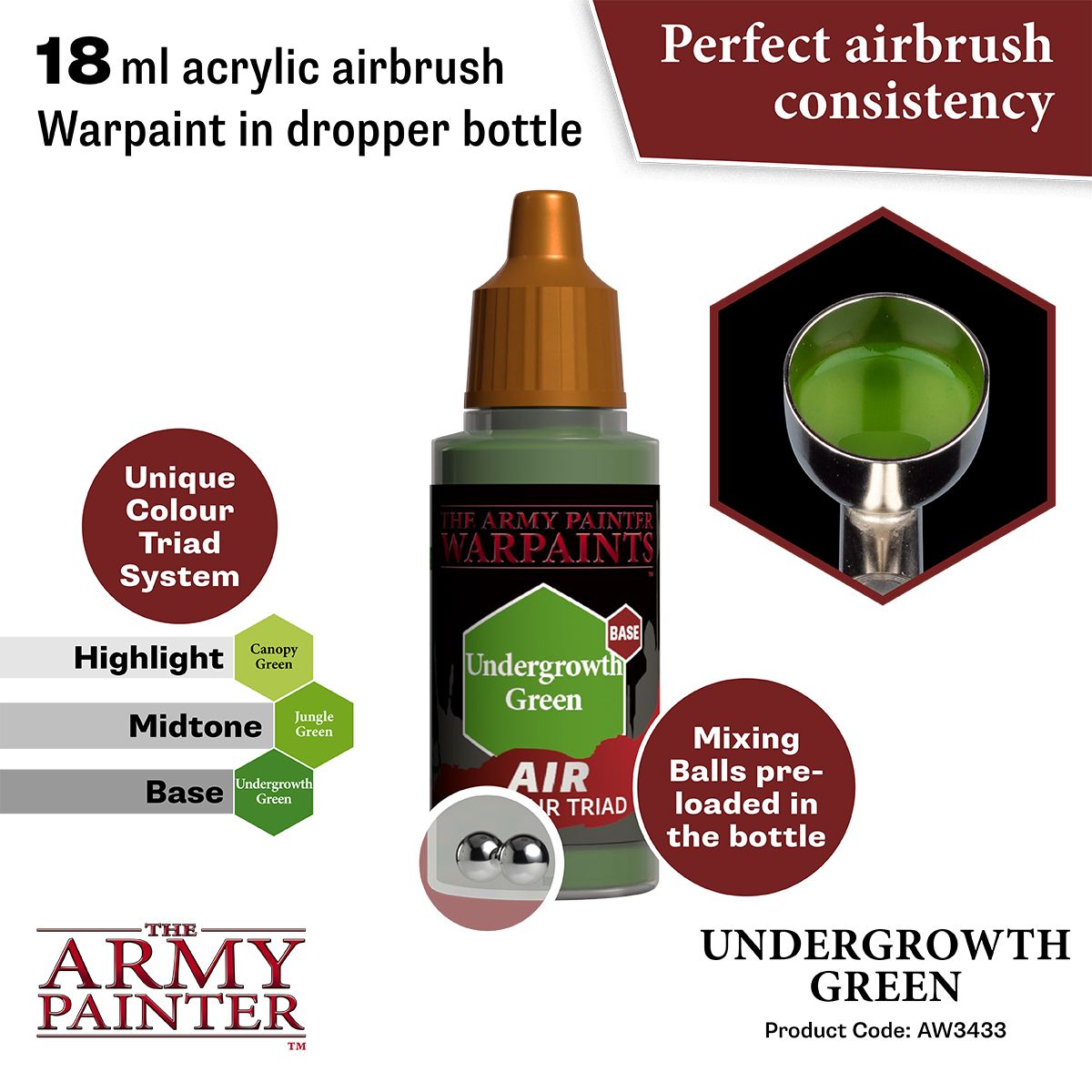 Army Painter - Warpaints Air - Undergrowth Green Acrylic Paint 18ml